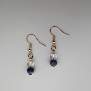 Chic Gold and Blue Beaded Earrings